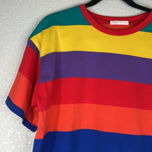 Romwe Rainbow Oversized Casual Crewneck Short Sleeve 90's Y2K T-Shirt Size Small - Picture 2 of 5